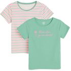 Cool Club, Tricou pentru fete, verde, ecru, set 2 buc.