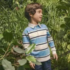 Cool Club, Tricou polo cu maneca lunga pentru baieti, albastru-alb