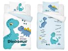 Dinozaur, set lenjerie de pat single, albastru, 90-120 cm