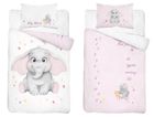 Elefant, set lenjerie de pat single, roz, 100-135 cm