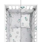 Elefanti, set lenjerie de pat si aparatori patut, 3 piese, menta verde, 90-120 cm