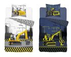 Excavator, set lenjerie de pat single, fluo, 160-200 cm