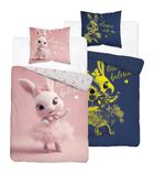 Fluo, set de lenjerie de pat pentru tineri, 140-200 cm + 70-80 cm, Rabbit