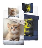 Fluo, set de lenjerie de pat pentru tineri, 160-200 cm + 70-80 cm, Cats
