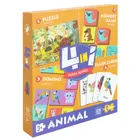 Funny Gamers, Animal, set 4 in 1, puzzle + memory + domino + cartonase, 124 elemente