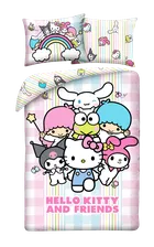 Hello Kitty & Kuromi, set lenjerie de pat single, din microfibra, 140-200 cm