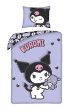 Hello Kitty & Kuromi, set lenjerie de pat single, din microfibra, 140-200 cm