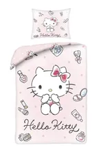 Hello Kitty & Kuromi, set lenjerie de pat single, din microfibra, 140-200 cm
