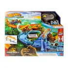 Hot Wheels, RacerVerse Jurassic World, Crash & Splash, set de joaca cu masina