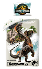 Jurassic World, set lenjerie de pat single, din microfibra, 140-200 cm