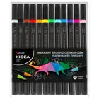 Kidea, marker brush cu liner, 12 culori