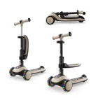 Kinderkraft, Halley 2, trotineta cu 3 roti de echilibru 2in1, LED, Stone White