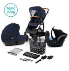 Kinderkraft, Prime, carucior multifunctional 3in1, bleumarin + geanta Mommy Bag