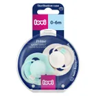 Lovi, Prime, suzeta dinamica din silicon, Logoon/Mint Cream, 0-6 luni, 2 buc.