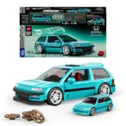 Mattel Brick Shop, Hot Wheels, Speed Series '90, Honda Civic EF, set de constructie, 248 piese