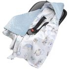 Medi Partners, Caprioare si Arici, patura cu doua fete, patura cu gluga, minky, albastru, 85-85 cm