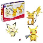 MEGA Pokemon, Pikachu Trio Evolution, set de constructie, 621 piese