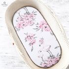 MimiNu, Bujori, cearceaf cu elastic pentru gondola, roz, 35-80 cm