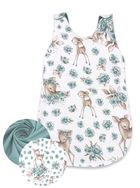 MimiNu, Caprioare, sac de dormit cu fermoar si capse, verde, marime 74