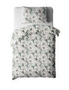 MimiNu, Dandelion, set lenjerie de pat single, alb + menta verde, 140-200 cm + 70-80 cm