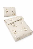 MimiNu, Girafa, set lenjerie de pat single, din bumbac, bej, 100-135 cm