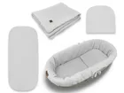 MimiNu, set: protectie universal pentru gondola, patut, cos de Moses + saltea + perna, muselina, gri