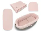 MimiNu, set: protectie universal pentru gondola, patut, cos de Moses + saltea + perna, muselina, roz
