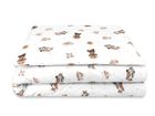 MimiNu, Ursuleti, set lenjerie de pat single, bumbac, bej, 120-90 cm