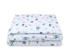 MimiNu, Vulpea si Iepurele, set lenjerie de pat single, din bumbac, albastru, 100-135 cm