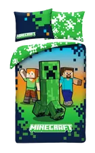 Minecraft, set lenjerie de pat single, din microfibra, 140-200 cm