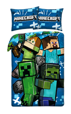 Minecraft, set lenjerie de pat single, din microfibra, 140-200 cm