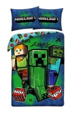 Minecraft, set lenjerie de pat single, din microfibra, 140-200 cm