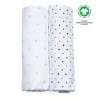 Motherhood, ECO scutece din muselina 85-85 cm, 2 buc., Blue and Black Dots