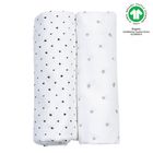 Motherhood, ECO scutece din muselina 85-85 cm, 2 buc., Grey and Black Dots
