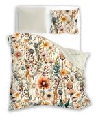 Natural Boho, Retro Flori, set lenjerie de pat, 3 piese, 160-200 cm