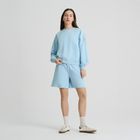 Pantaloni scurti loose albastri din bumbac pieptanat NOWEAR