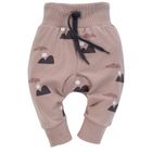 Pantaloni trening subtiri pentru bebelusi, bej, imprimeu munti, brand Pinokio