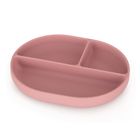 Petite&Mars, Take&Match, farfurie din silicon cu separatoare, ovala, Dusty Rose, 6m+