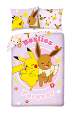 Pokemon, set lenjerie de pat single, din microfibra, 140-200 cm