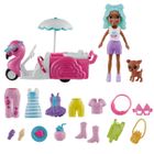 Polly Pocket, Flamingo Snack Cart, set de joaca cu figurina si accesorii