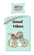 Pusheen, set lenjerie de pat single, 140-200 cm, menta verde