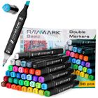 Rawmark, Basic Line, set 36 markere duble + 5 carte de colorat, cu cerneala pe baza de alcool, multicolore