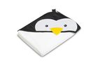Sensillo, Water Friends, husa de baie moale cu aplicatie 3D, Pinguin, alb, 100-100 cm