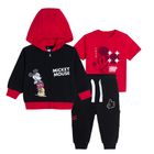 Set pentru baieti, Hanorac cu gluga, Tricou, Pantaloni trening, negru-rosu, imprimeu Mickey Mouse