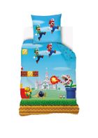 Super Mario, set lenjerie de pat single, din bumbac, 160-200 cm