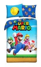 Super Mario, set lenjerie de pat single, din microfibra, 140-200 cm