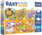 Trefl, Baby Progressive, Safari, puzzle, 2, 3, 4, 5 si 6 piese
