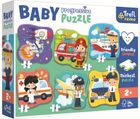 Trefl, Baby Progressive, Vehicule si profesii, puzzle, 2, 3, 4, 5 si 6 piese