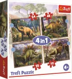 Trefl, Dinozauri interesanti, puzzle 4in1, 71 piese