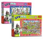 Trefl, familia Treflik, Spy Guy, Happy town + City, puzzle de observatie, 2-100 piese, set promotional